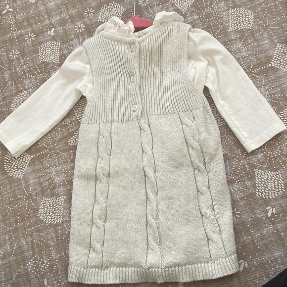 The Little White Company Sweater Dress with White Ruffled Blouse - Picture 3 of 3